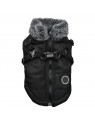 Manteau pour chien noir avec harnais intégré Donavan Puppia de dos