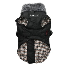 Manteau pour chien noir avec harnais intégré Donavan Puppia de face