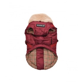 Manteau pour chien bordeaux avec harnais intégré Donavan Puppia de face