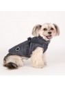 chien de profil portant le manteau pour chien gris avec harnais intégré Donavan Puppia