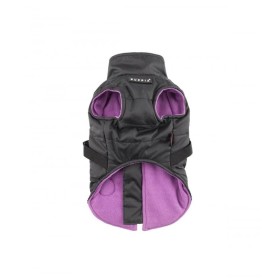 manteau pour chien noir avec harnais intégré Mountaineer Puppia de face