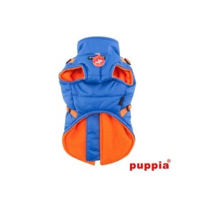 manteau pour chien bleu avec harnais intégré Mountaineer Puppia de face