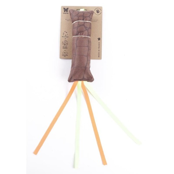 jouet pour chat upcyclé en cuir le long MARTIN SELLIER avec emballage