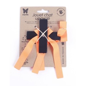 jouet pour chat upcyclé en cuir la croix martin sellier avec emballage
