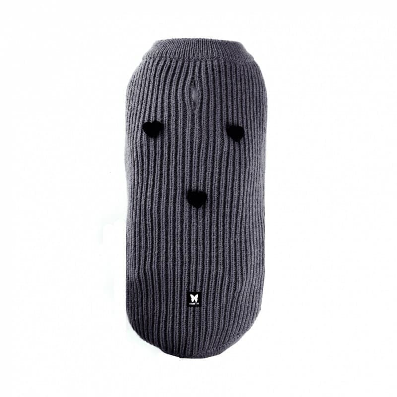 Pull pour chien gris coeur martin sellier de dos