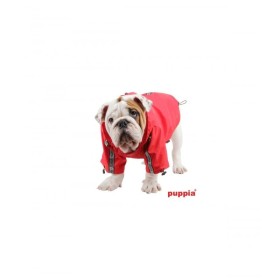 chien portant l'imperméable pour chien rouge base jumper Puppia