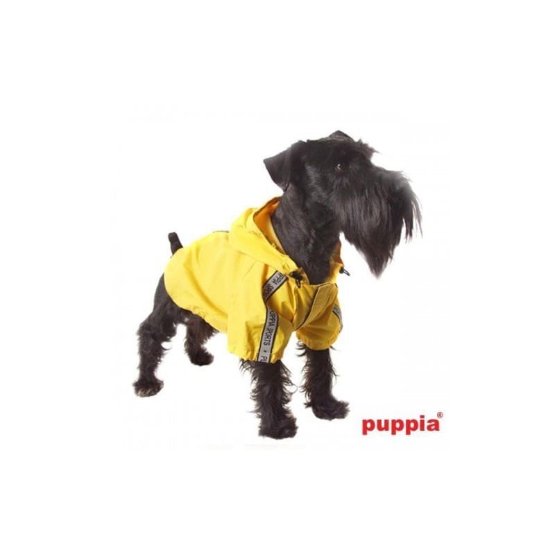chien portant l'imperméable pour chien jaune base jumper Puppia
