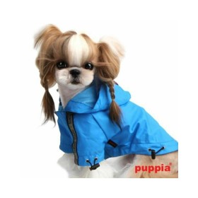 chien portant l'imperméable pour chien bleu base jumper Puppia
