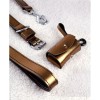 Collier pour chien en cuir cuivre métallisé Dakota MARTIN SELLIER avec la laisse et sac à crotte assortis