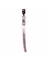 Collier pour chien en cuir rose métallisé Dakota MARTIN SELLIER à plat et avec étiquette