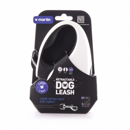 laisse rétractable sangle blanche collection 2 soft pour chien martin sellier dans son emballage