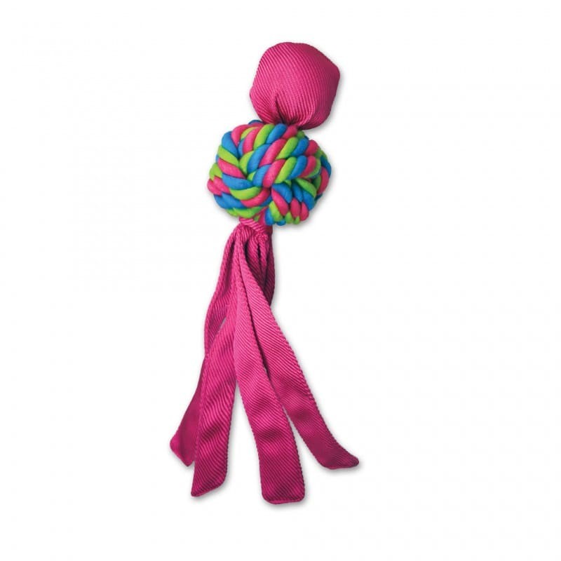 Jouet pour chien Wubba Weaves KONG avec noeud torsadé de couleur rose