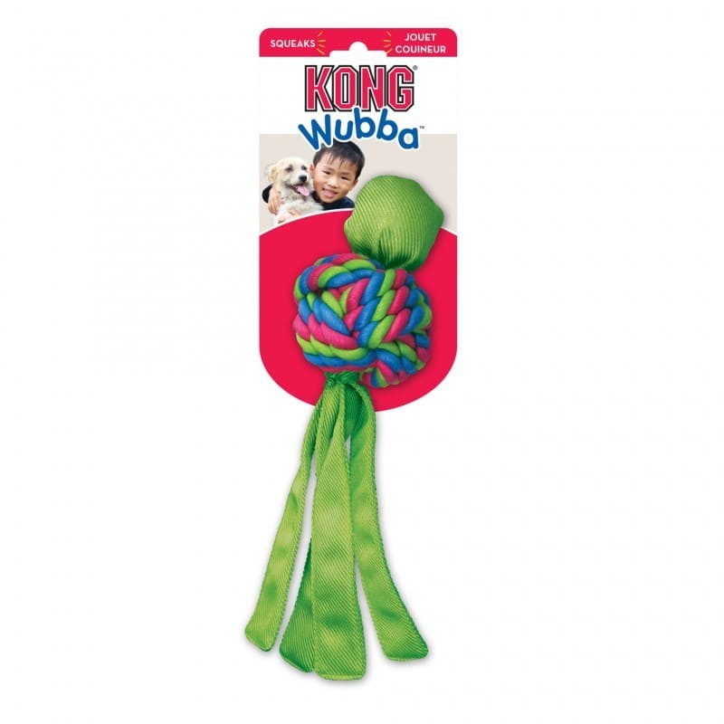 Jouet pour chien Wubba Weaves KONG vert avec emballage