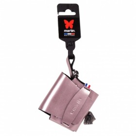 distributeur sacs à crottes en cuir rose métallisé poopidoo dakota martin sellier avec étiquette