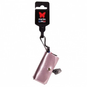 distributeur de sacs à crottes en cuir rose métallisé Poopi dakota martin sellier avec étiquette