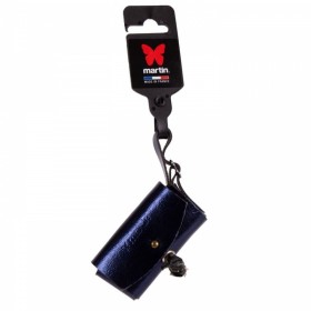 distributeur de sacs à crottes en cuir bleu nuit métallisé Poopi dakota martin sellier avec étiquette