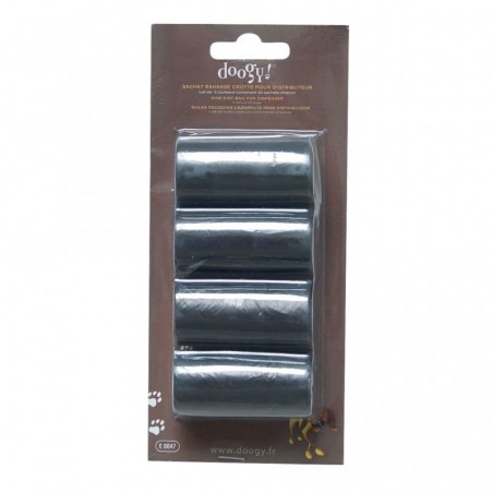 lot 4 rouleaux 20 sachets ramasse crottes doogy dans emballage