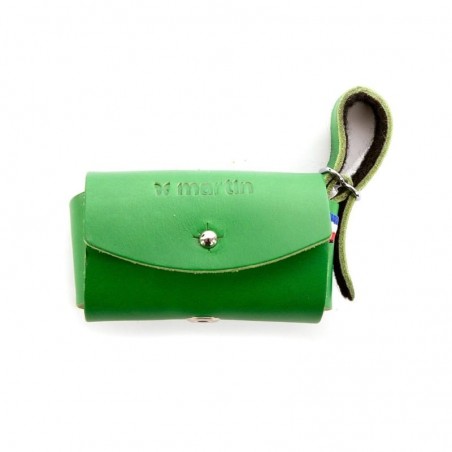 distributeur de sacs à crottes en cuir vert Poopi MARTIN SELLIER