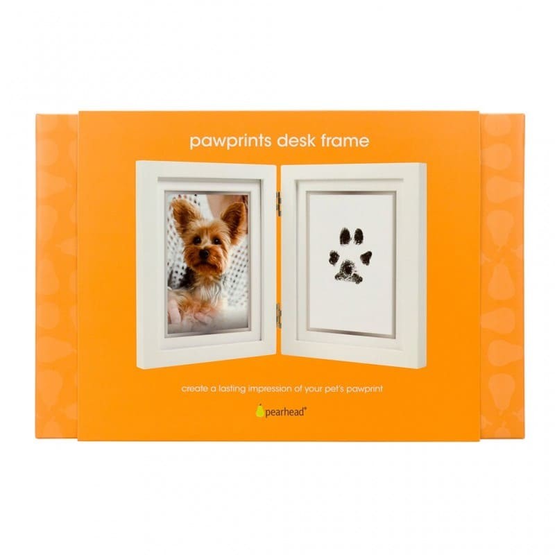 double cadre photo chien avec empreinte de patte en encre Pearhead avec emballage
