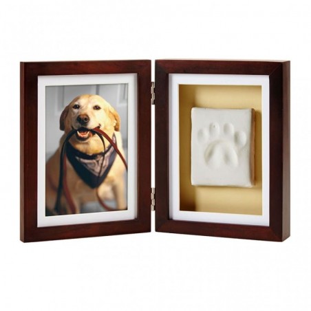 double cadre chien photo avec empreinte de patte en plâtre Pearhead