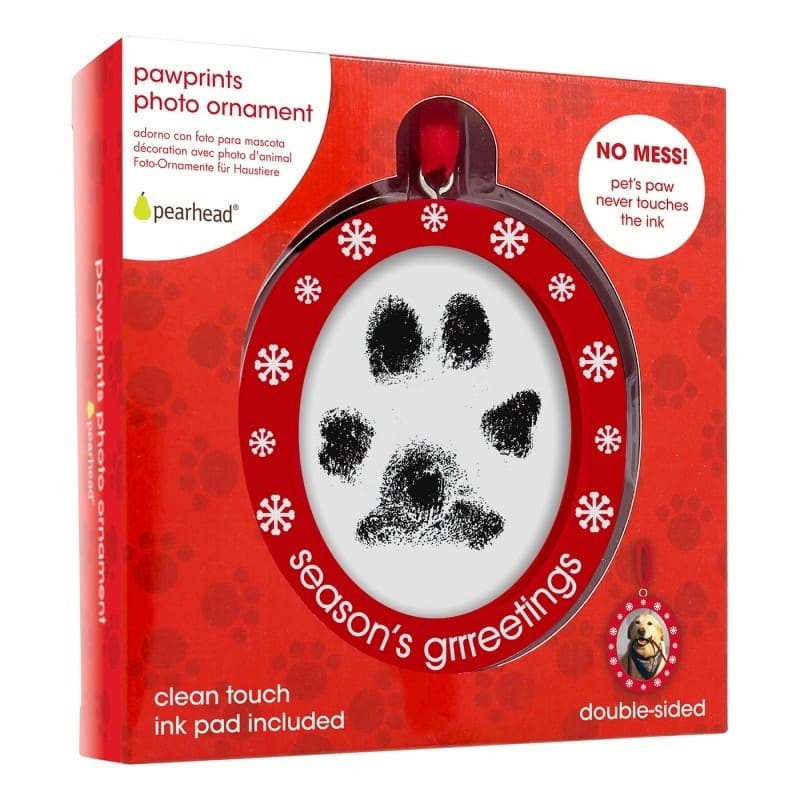 suspension de noël chien empreinte de patte encre et photo pearhead dans son emballage