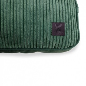 master pour chat vert collection royale  martin sellier en velours à fines rayures avec logo de la marque