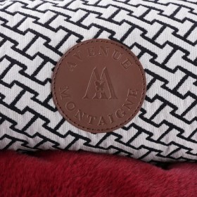 détails imprimé graphique et patch collection avenue montaigne de la corbeille pour chat MARTIN SELLIER