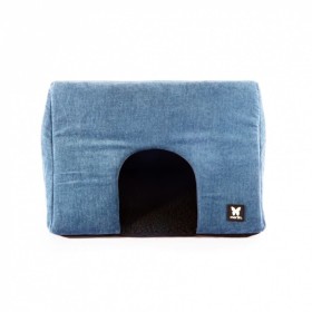maison pour chat  bleue collection élégante MARTIN SELLIER de face