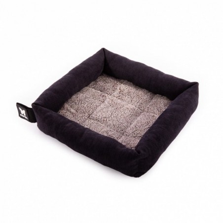 corbeille pour chat marron damier collection Doudouzen MARTIN SELLIER de profil