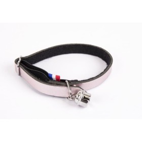collier pour chat en cuir rose metallisé dakota martin sellier