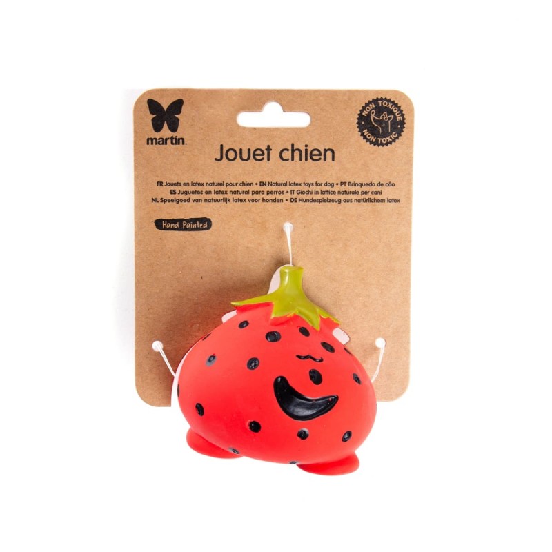 Jouet pour chien en latex Fraise MARTIN SELLIER avec emballage