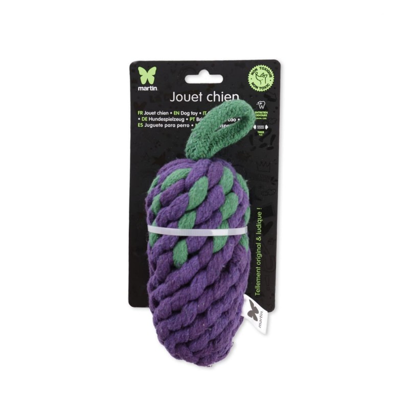 Jouet chien corde aubergine MARTIN SELLIER avec emballage