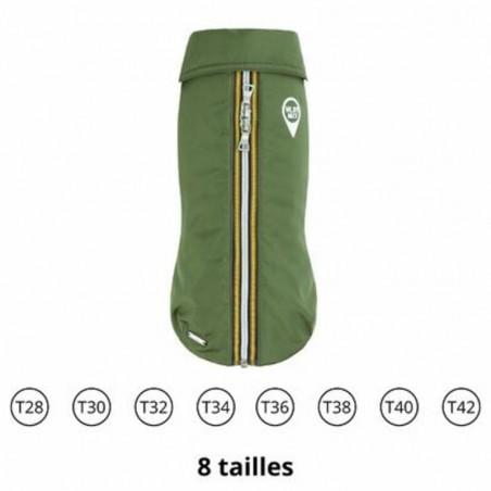 Manteau imperméable pour chien kaki Wouapy disponible en plusieurs tailles