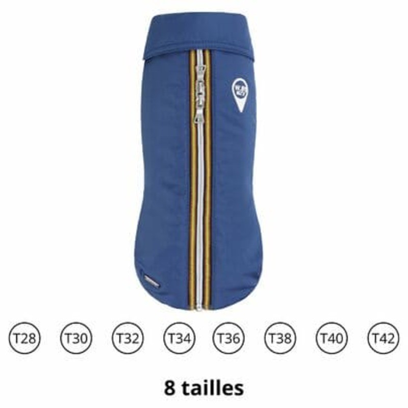 manteau imperméable pour chien bleu Wouapy disponibles en plusieurs tailles