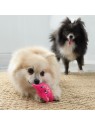 deux petits chiens qui jouent avec la peluche pour chien Snuzzles mini PIG KONG