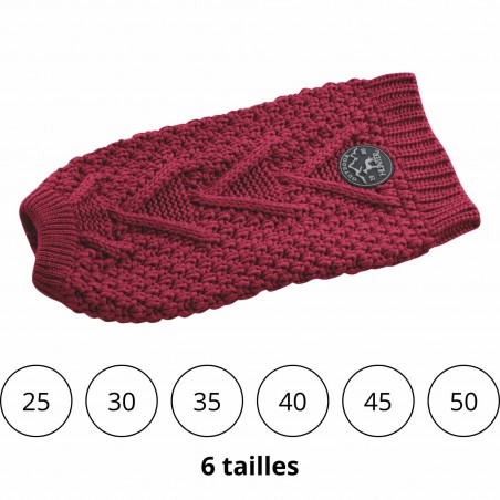 Pull pour chien bordeaux MALMO HUNTER disponible en plusieurs tailles