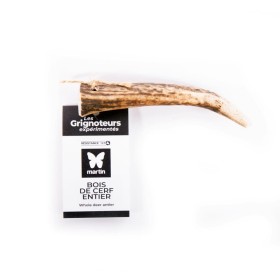 Friandise pour chien bois de cerf entier MARTIN SELLIER avec étiquette