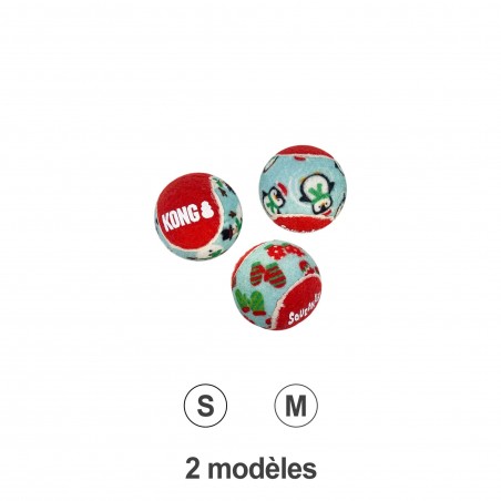 jouet de noel pour chien holiday squeakair balls kong disponible en 2 tailles