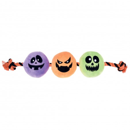 peluche d'halloween pour chien 3 monstres avec corde Doogy