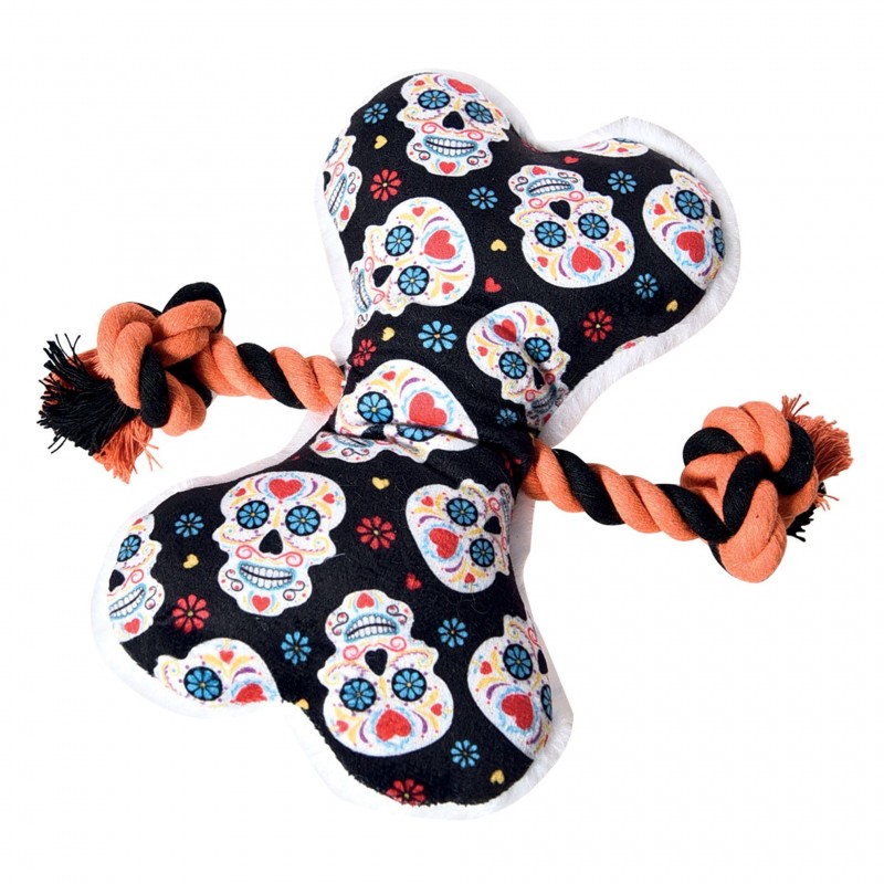 peluche d'halloween pour chien os dia de muertos Doogy face motifs