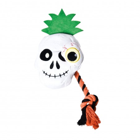 peluche d'Halloween pour chien tête de mort avec corde Doogy