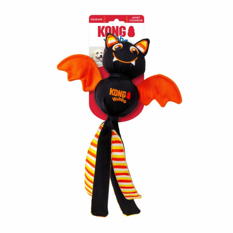 peluche d'halloween pour chien wubba ballistic bat KONG avec étiquette