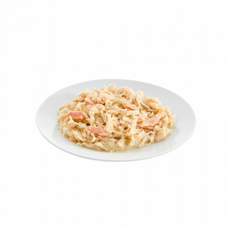 boite pour chat poulet avec saumon en gelée les filous dans une assiette