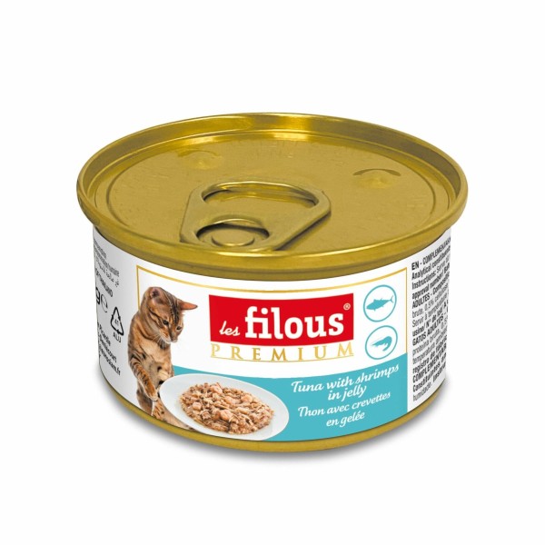 une boîte pour chat thon avec crevettes en gelée Les Filous prenium