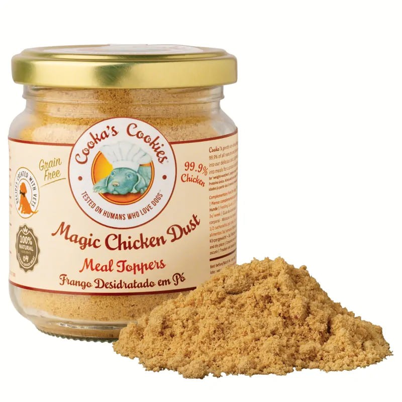un pot de booster de repas pour chien poudre de poulet Cooka's Cookies
