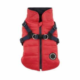 manteau pour chien rouge avec harnais intégré Mountaineer Puppia de dos