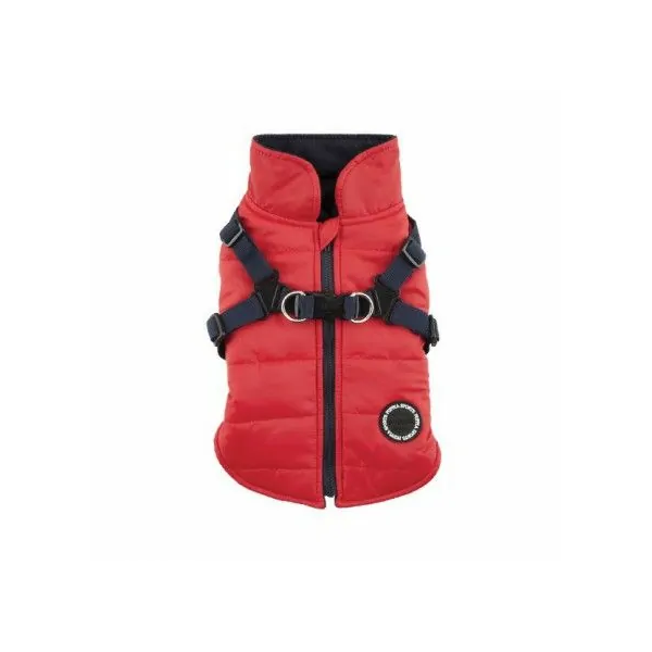 manteau pour chien rouge avec harnais intégré Mountaineer Puppia de dos