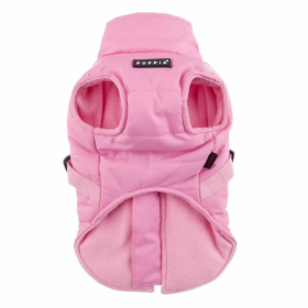manteau pour chien rose avec harnais intégré Mountaineer Puppia de face