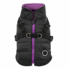 manteau pour chien noir avec harnais intégré Mountaineer Puppia de dos