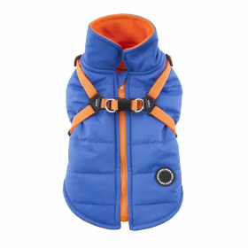 manteau pour chien bleu avec harnais intégré Mountaineer Puppia de dos